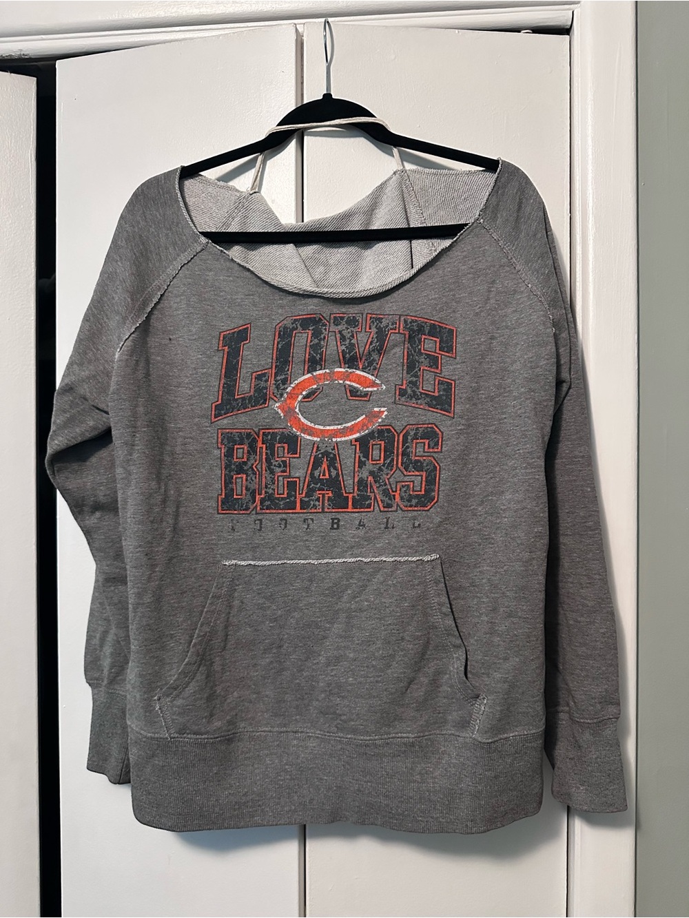 Women's Off-the-Shoulder Gray NFL Chicago Bears Pullover Sweatshirt